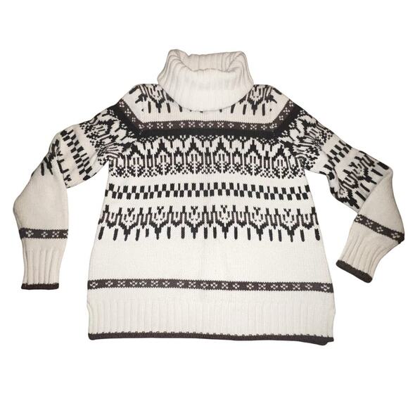 Madewell Iceblock Fair Isle Sweater Merino Wool Cream Brown LG - Picture 2 of 14